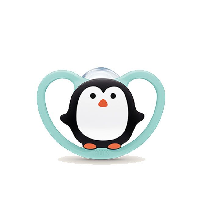 NUK Space ζωάκια πιπίλα σιλικόνης με θήκη 6-18 m, 1 τμχ