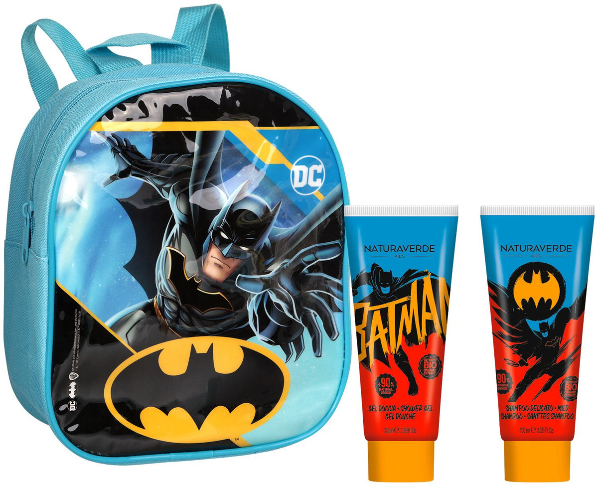 NATURAVERDE Kids Batman Παιδική Τσάντα Πλάτης με Αφρόλουτρο 100ml & Σαμπουάν 100ml, 1σετ
