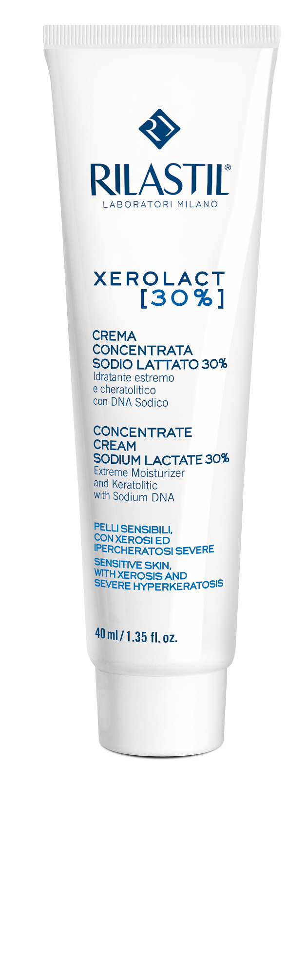 RILASTIL Xerolact Concentrate Cream Sodium Lactate 30% Συμπυκνωμένη κρέμα για τη Ξηροδερμία & την έντονη Υπερκεράτωση, 40ml