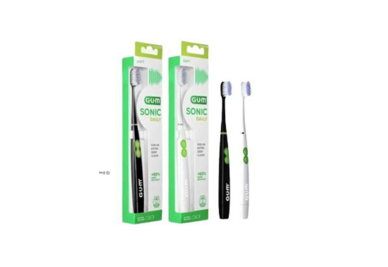 GUM Sonic Daily Soft Ηλεκτρική Οδοντόβουρτσα Μπαταρίας Μαύρη + Άσπρη 2τμχ Προσφορά -70% στη 2η Συσκευάσια