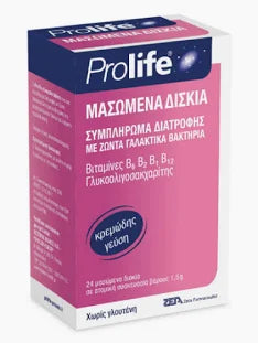 Prolife Συμπλήρωμα Διατροφής με γαλακτικά βακτήρια & βιταμίνες, 24 chew. tabs
