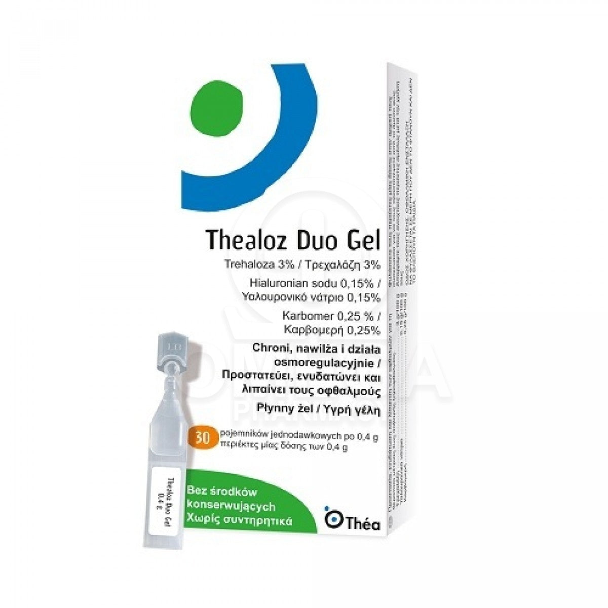 THEALOZ DUO Gel Οφθαλμικό Λιπαντικό & Αναπλαστικό Τζελ 30 περιέκτες των 0,4gr