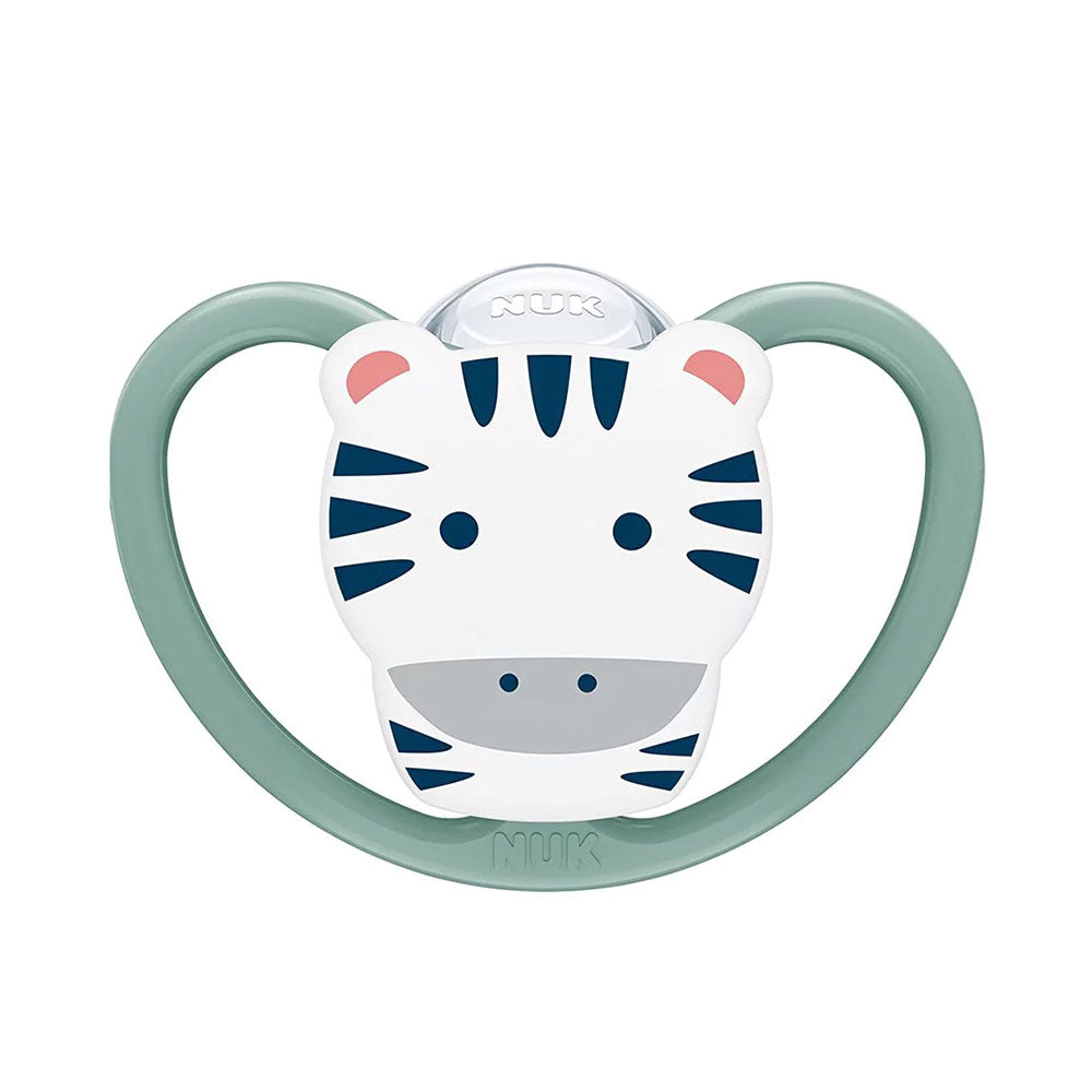 NUK Space ζωάκια πιπίλα σιλικόνης με θήκη 6-18 m, 1 τμχ