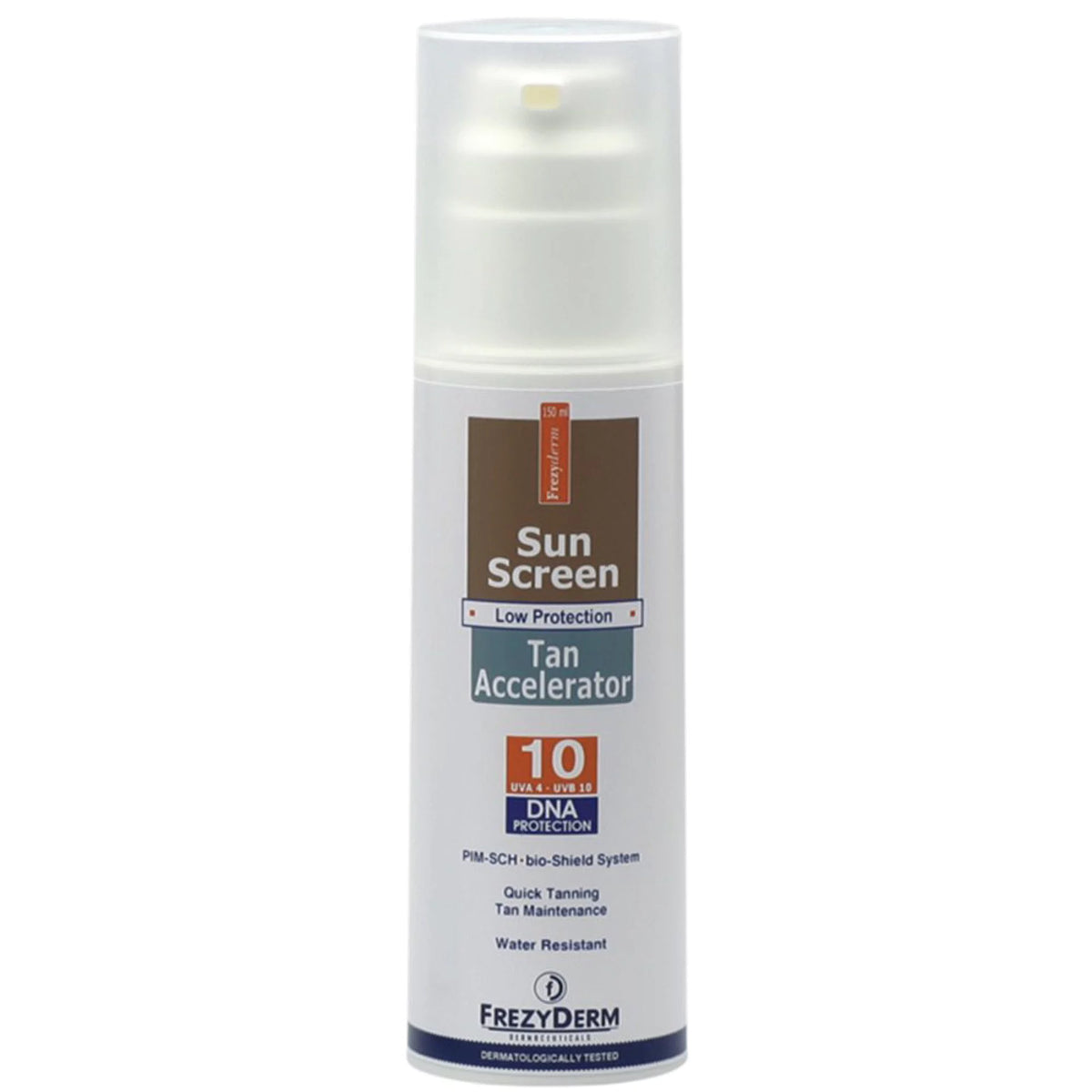 FREZYDERM Sun Screen Tan Accelerator SPF 10 Αντιηλιακό γαλάκτωμα προσώπου και σώματος με επιταχυντές μαυρίσματος, 150 ml
