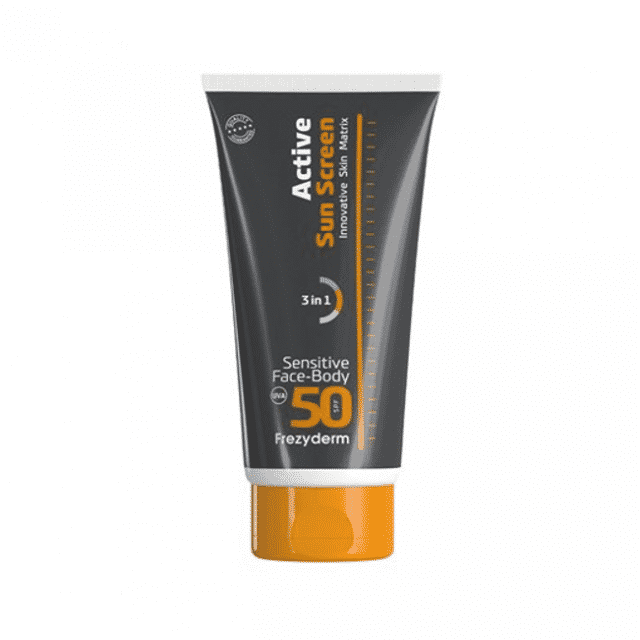 FREZYDERM Active Sun Screen Sensitive Face/Body Spf50 Αντιηλιακή Προσώπου/Σώματος Ενυδάτωσης Και Αντιγήρανσης 150Ml