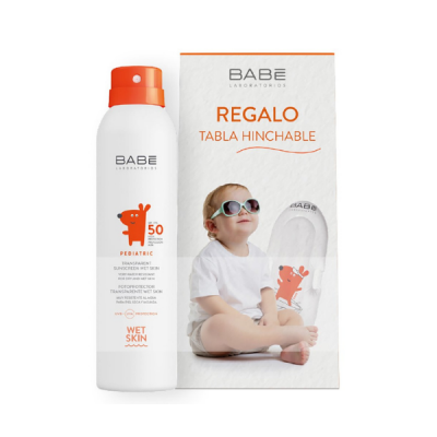 BABE Pediatric Transparent Sunscreen Wet Skin Spray SPF50 200 ml + Δώρο Φουσκωτό Στρώμα Θαλάσσης