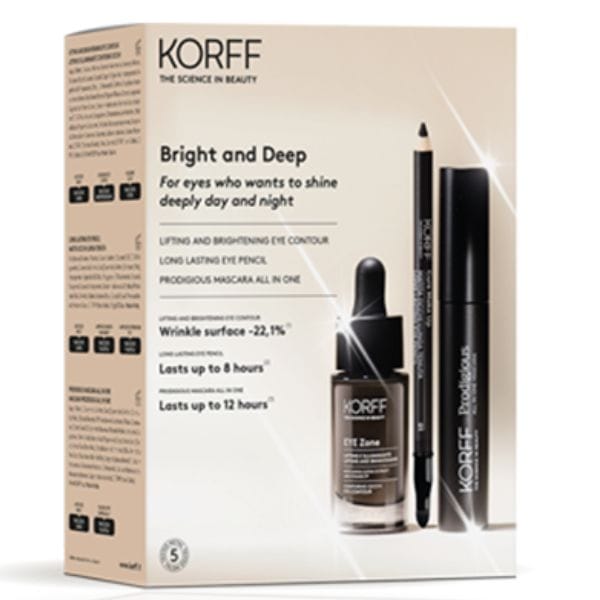 KORFF Promo Bright and Deep Eye Zone Eye Contour Lifting & Brightening 15 ml + Eye Pencil 01 Black 1,1 gr + Prodigious Mascara 14 ml