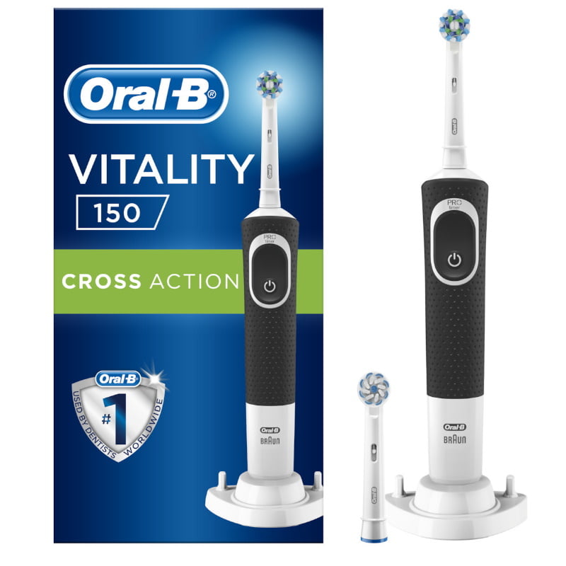 ORAL-B Vitality 150 Cross Action Ηλεκτρική Οδοντόβουρτσα με Χρονομετρητή, Μαύρη + 2 ανταλλακτικά