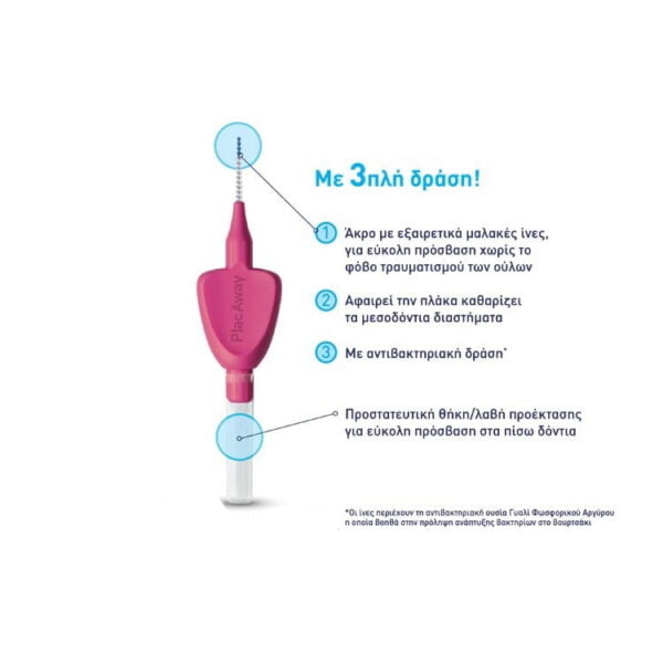 PLAC AWAY Triple Action (Size 0) 0.4mm (6τμχ) - Μεσοδόντια Μπουρτσάκια Ροζ