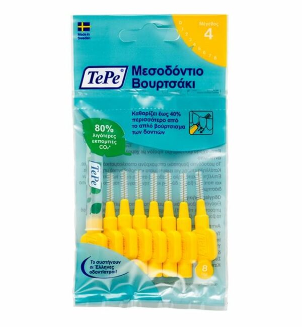 TEPE Μεσοδόντια Μπουτσάκια 0,7mm Κίτρινο (Μέγεθος 4), 8 Τεμάχια
