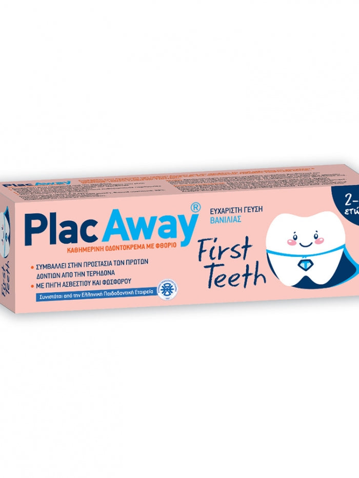 PLAC AWAY First Teeth Toothpaste Παιδική Οδοντόκρεμα για Παιδιά 2-6 Ετών με Ευχάριστη Γεύση Βανίλιας 50ml