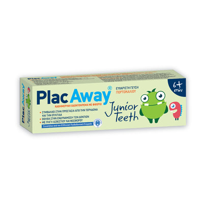 PLAC AWAY Junior Teeth Toothpaste Παιδική Οδοντόκρεμα για Παιδιά 6+ Ετών με Ευχάριστη Γεύση Πορτοκαλιού 50ml