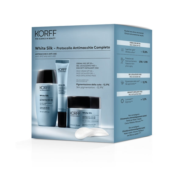 KORFF White Silk Box Κρέμα Προσώπου SFP50+ 50 ml & Δώρο Localized Gel Προσώπου 15 ml & Επιθέματα Απολέπισης Προσώπου 50 τμχ.