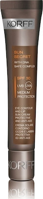 KORFF Sun Secret Κρέμα ματιών και αντηλιακών χειλιών Προστατευτική και αντιγηραντική SPF30 15ml