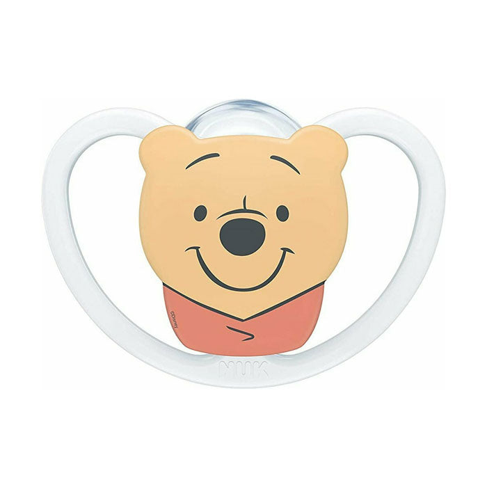 NUK Diseny Winnie Space πιπίλα ορθοδονική σιλικόνης με θήκη 0-6 m, 1 τμχ