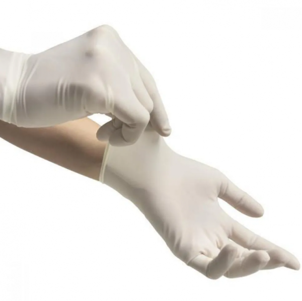 GLOVTEX Γάντια Latex Λευκά 100τμχ, μέγεθος S 