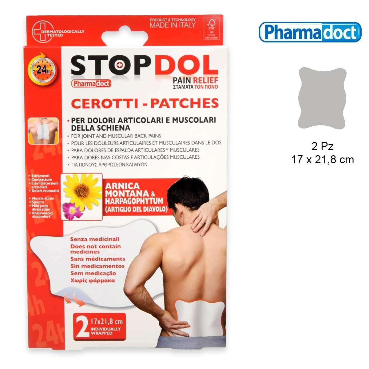 PHARMADOCT StopDol Pain Relief Έμπλαστρο με Άρνικα, Αρπαγόφυτο &amp; Ιτιά (17x21,8cm), 2 τεμάχια