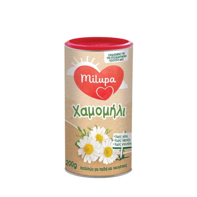 MILUPA Ρόφημα Χαμομηλιού Κατάλληλο για Παιδιά &amp; Οικογένειες, 200gr