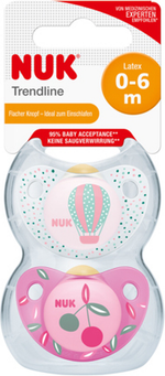 NUK Trendline Adore Πιπίλα Σιλικόνης με θήκη 0-6m , 2τμχ