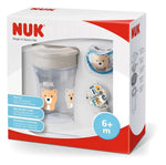 Nuk Magic Cup &amp; Space Σετ Με Εκπαιδευτικό Διαφανές Ποτήρι Αρκουδάκι, 230ml &amp; Κορδέλα &amp; Πιπίλα Space 6+m