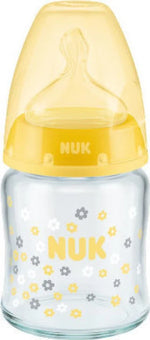 NUKFirst Choice Γυάλινο με θηλή Σιλικόνης 0-6m 120ml