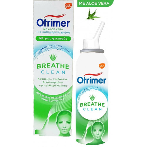 OTRIMER Breathe Clean με Aloe Vera Ρινικό Αποσυμφορητικό – Μέτριος Ψεκασμός για Ενήλικες &amp; Παιδιά άνω των 6 Ετών, 100ml