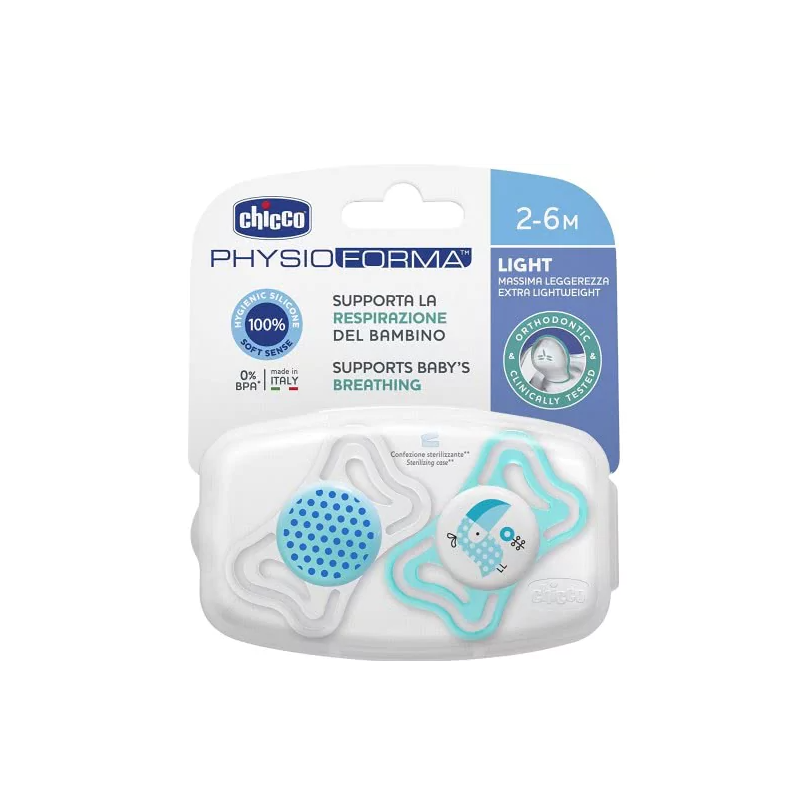 CHICCO Physio Forma Light Εργονομική Πιπίλα με Θηλή Σιλικόνης, 2τμχ