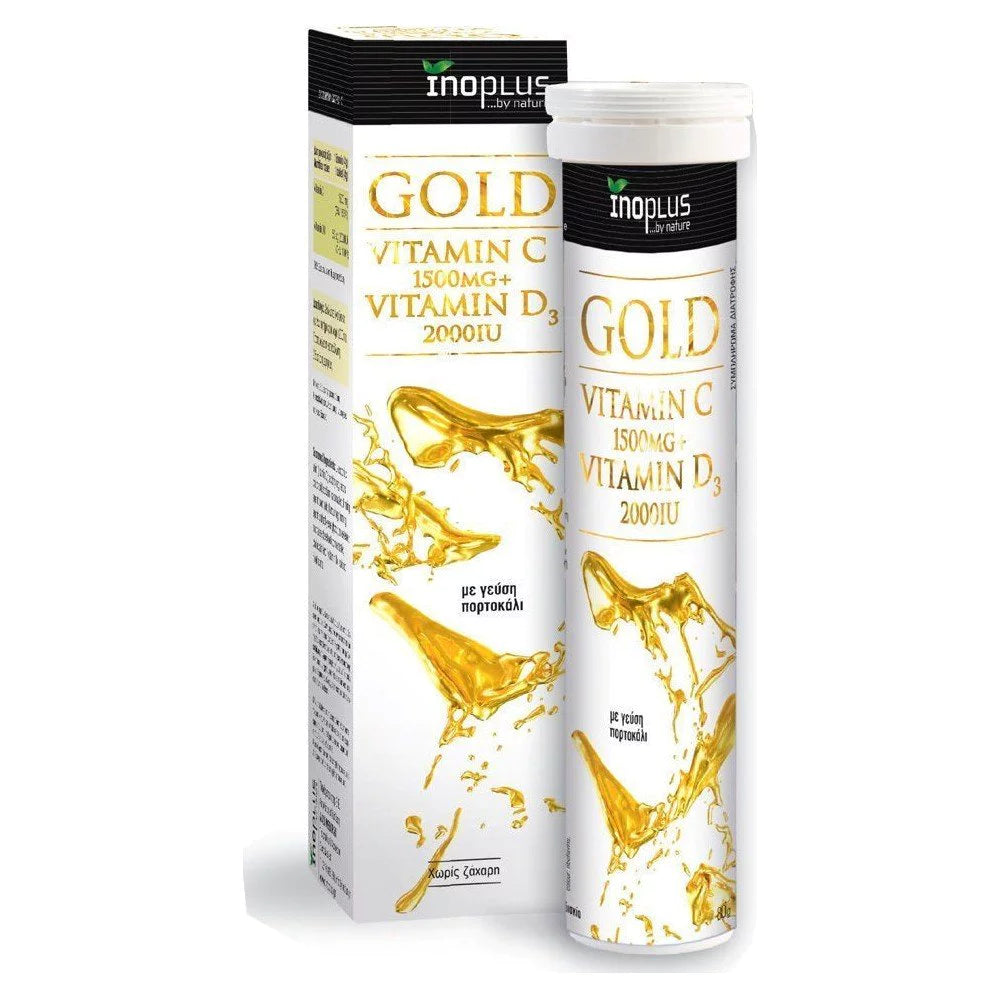 INOPLUS Gold Vitamin C 1500mg + Vitamin D3 2000iu 20 αναβράζοντα δισκία