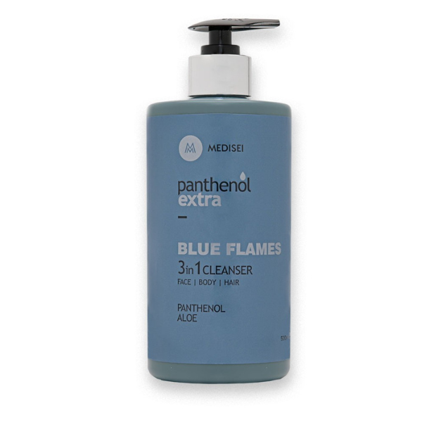 Panthenol Extra Blue Flames 3in1 Ανδρικό Καθαριστικό για Πρόσωπο, Σώμα & Μαλλιά, 500ml