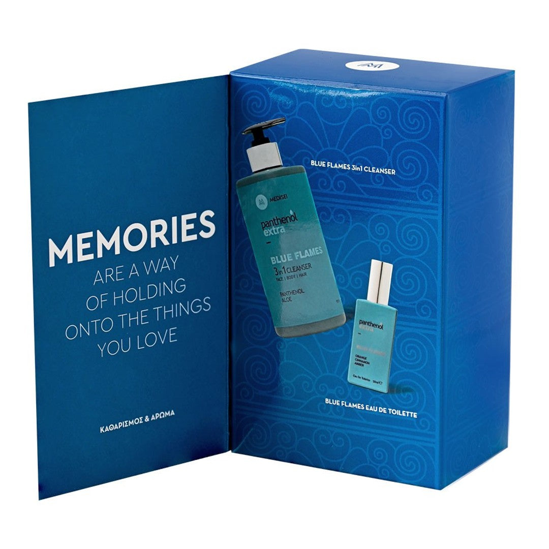 MEDISEI Panthenol Promo Memories Πακέτο Blue Flames Ανδρικό Αφρόλουτρο 500ml &amp; Άρωμα Eau De Toilette 50ml