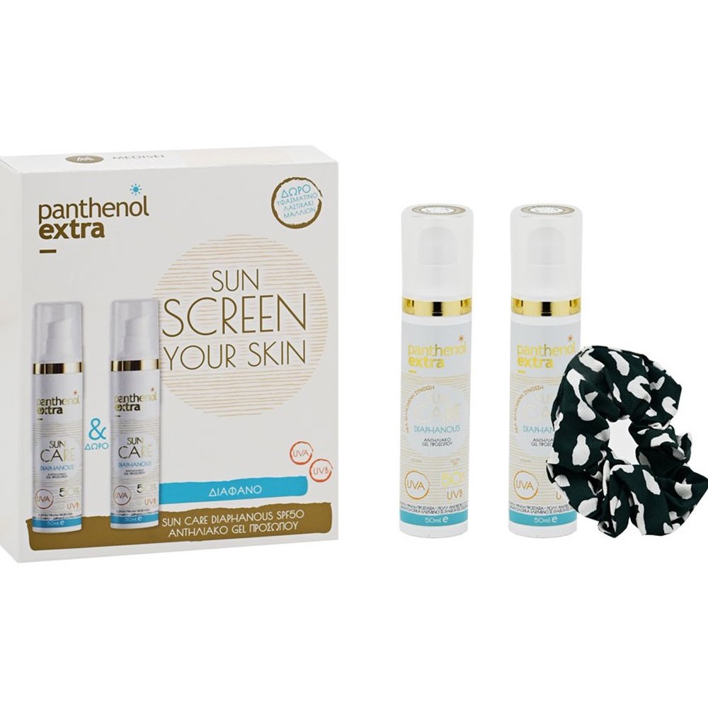 MEDISEI Panthenol Extra Promo Suncare Diaphanous Spf50, 2x50ml &amp; Δώρο Υφασμάτινο Λαστιχάκι Μαλλιών