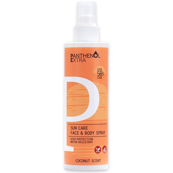 Panthenol Extra Sun Care Face & Body Spray Αντηλιακό Σπρέι SPF 50 για Πρόσωπο & Σώμα με Άρωμα Καρύδας, 250ml