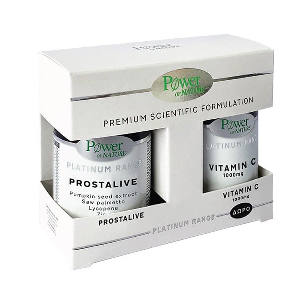 POWER HEALTH Promo Pack Platinum Prostalive για τον Προστάτη, 30 tabs &amp; Δωρο Βιταμίνη C 1000mg, 20tabs