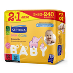 SEPTONA Promo (2+1 Δώρο) Calm n' Care Baby Wipes Chamomile Απάλα Μωρομάντηλα με Χαμομήλι, 3x80τεμ, 1σετ