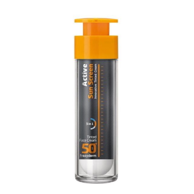 FREZYDERM Active Sun Screen Innovative Tinted Cream SPF50+Αντηλιακό Προσώπου Με Χρώμα 50ml