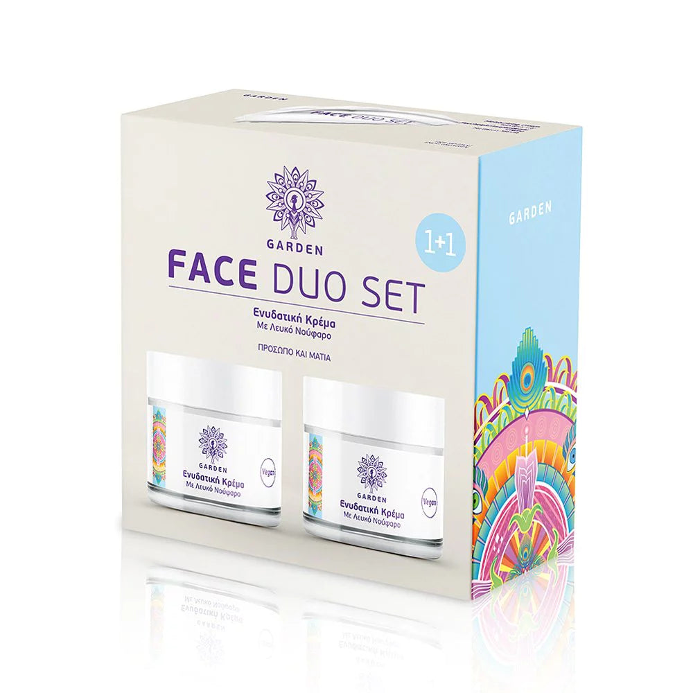 GARDEN OF PANTHENOLS Promo 1+1 Face Duo Ενυδατική Κρέμα με Λευκό Νούφαρο για Πρόσωπο &amp; Μάτια, 50ml