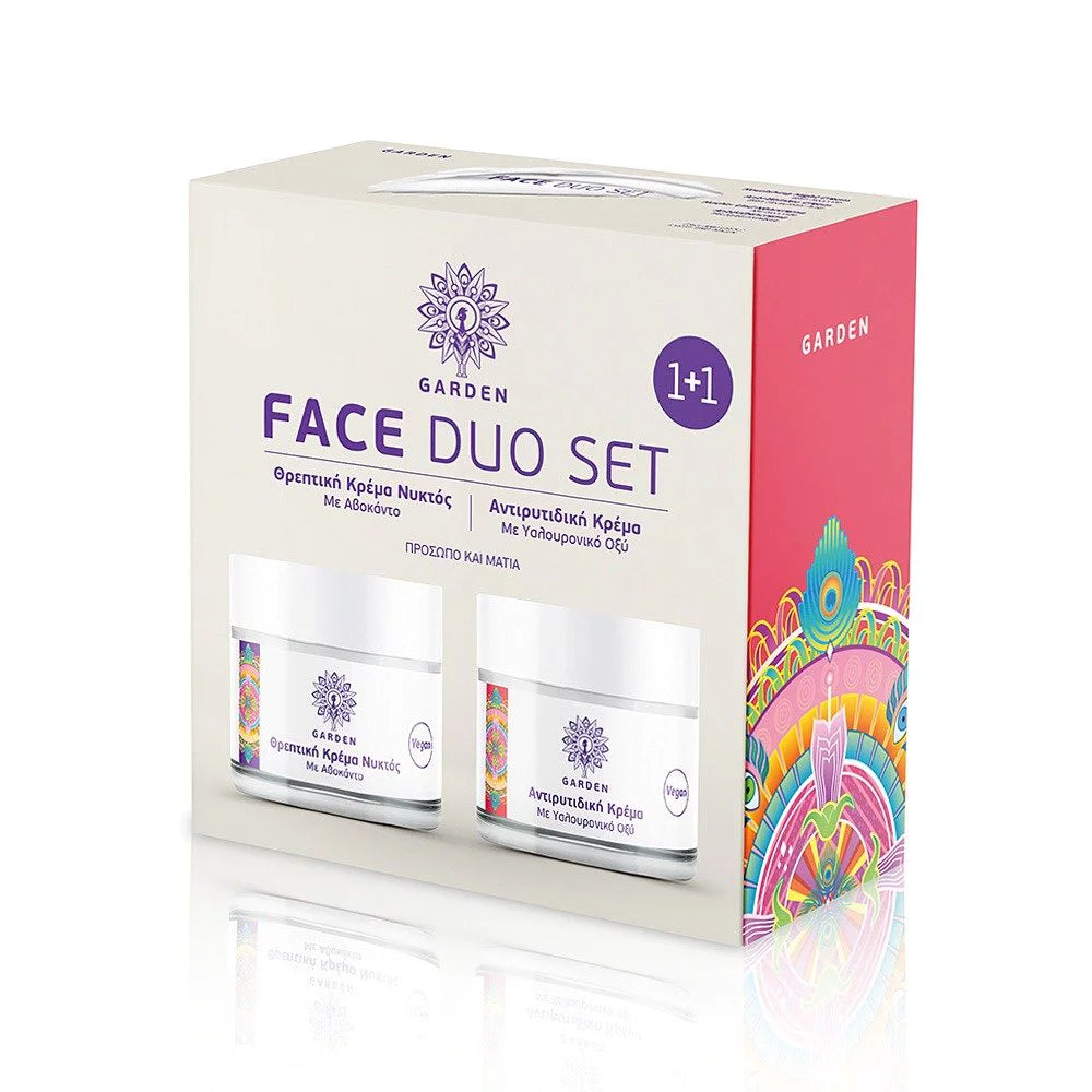 GARDEN OF PANTHENOLS Promo Face Duo Κρέμα Νυκτός Με Αβοκάντο για Πρόσωπο &amp; Μάτια, 50ml &amp; Αντιρυτιδική Κρέμα με Υαλουρονικό Οξύ, 50ml