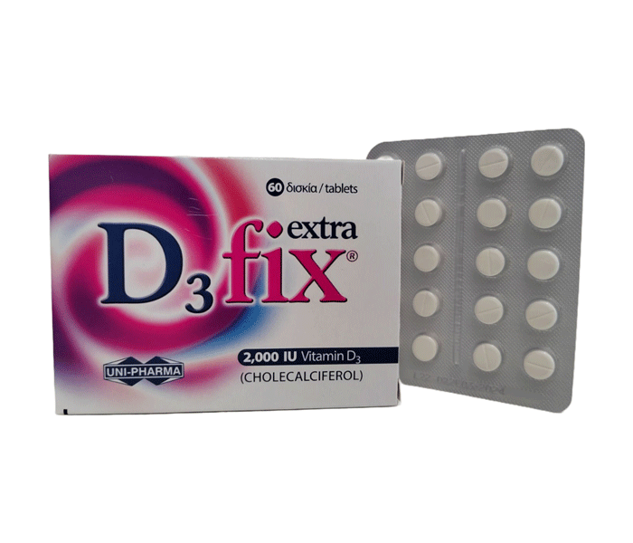 UNI-PHARMA D3 Fix Extra 2000IU Συμπλήρωμα Διατροφής Βιταμίνης D3, 60tabs