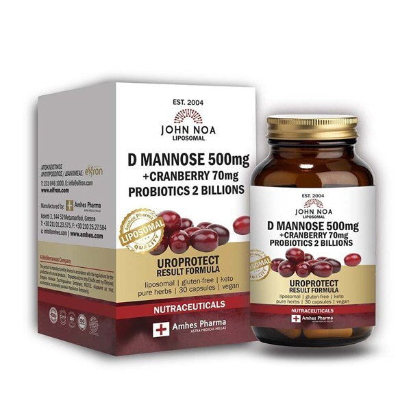JOHN NOA Liposomal D Mannose 500mg, Cranberry 70mg & Probiotics 2 Billions 30caps
