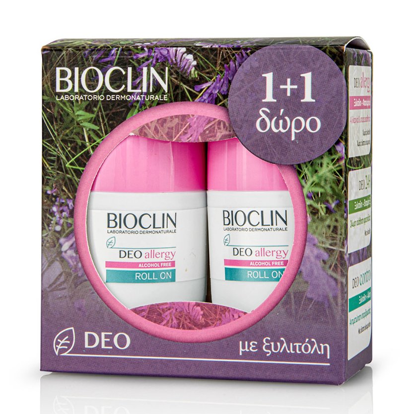 BIOCLIN promo Deo Allergy Roll on Αποσμητικό για Αλλεργικές &amp; Αντιδραστικές Επιδερμίδες 2x50ml 