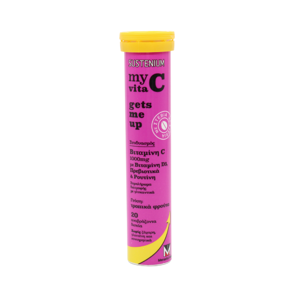 MENARINI Sustenium My Vita C Gets Me Up Vitamin C 1000 mg Γεύση Τροπικών Φρούτων 20 καρτέλες eff