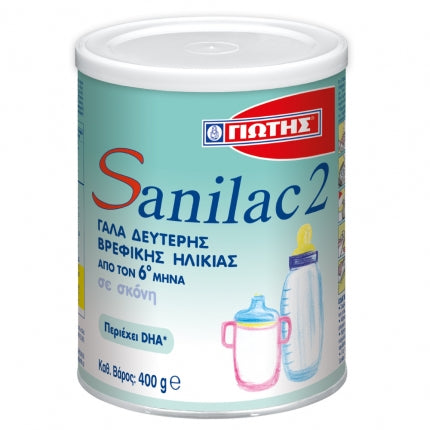 Γιώτης Sanilac 2 Γάλα 2ης Bρεφικής Hλικίας από 6 μέχρι 12 Μηνών, 400gr