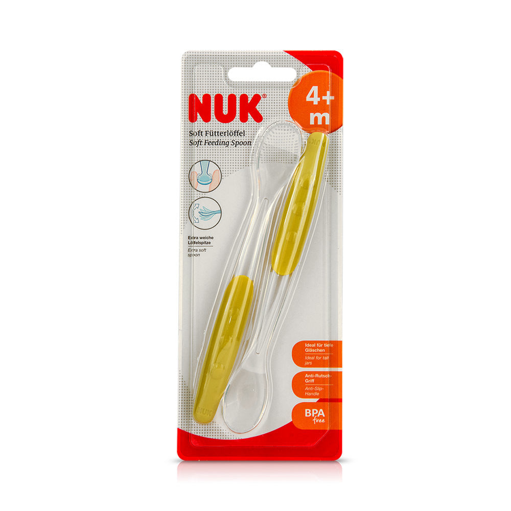 NUKEasy Learning Μαλακό Κουτάλι Φαγητού με Κοίλο Τμήμα από Σιλικόνη, από τον 4 μήνα, 2 τεμάχια