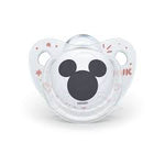 NUK Disney Mickey πιπίλα σιλικόνης με θήκη 0-6 m, 1 τμχ