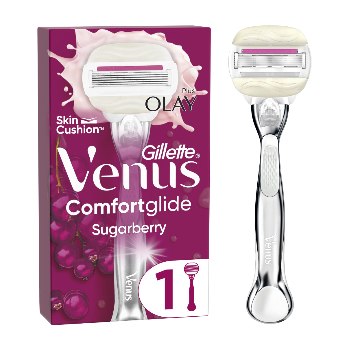 GILLETTE Venus ComfortGlide Sugarberry Γυναικεία Ξυριστική Μηχανή Με 1 Ανταλλακτική Κεφαλή