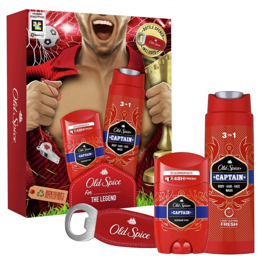 OLD SPICE Gamer Captain Deodorant Stick 50ml &amp; Shower Gel + Shampoo 250ml Σετ Ανδρικής Περιποίησης, 2 Τεμάχια &amp; ΔΩΡΟ Ανοιχτήρι 