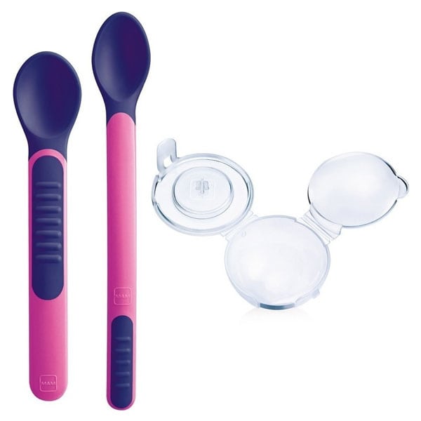 MAM Feeding Spoons and Cover θερμοευαίσθητα Κουταλάκιαμε Καπάκι 6m και άνω, 2 τμχ