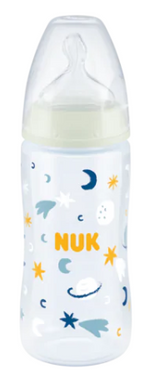 NUK First Choice Plus Night πλαστικό μπιμπερόμε θηλή σιλικόνης &Έλεγχο Θερμοκρασίας 300ml