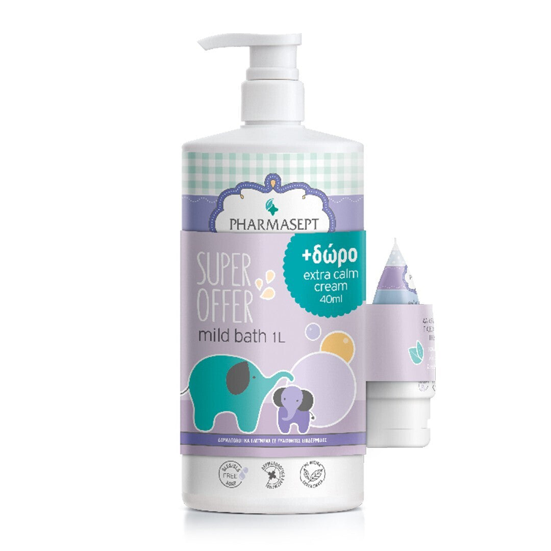 PHARMASEPT Baby Care Mild Bath 1000ml με Αντλία &amp; Δώρο Κρέμα Αλλαγής Πάνας 40ml