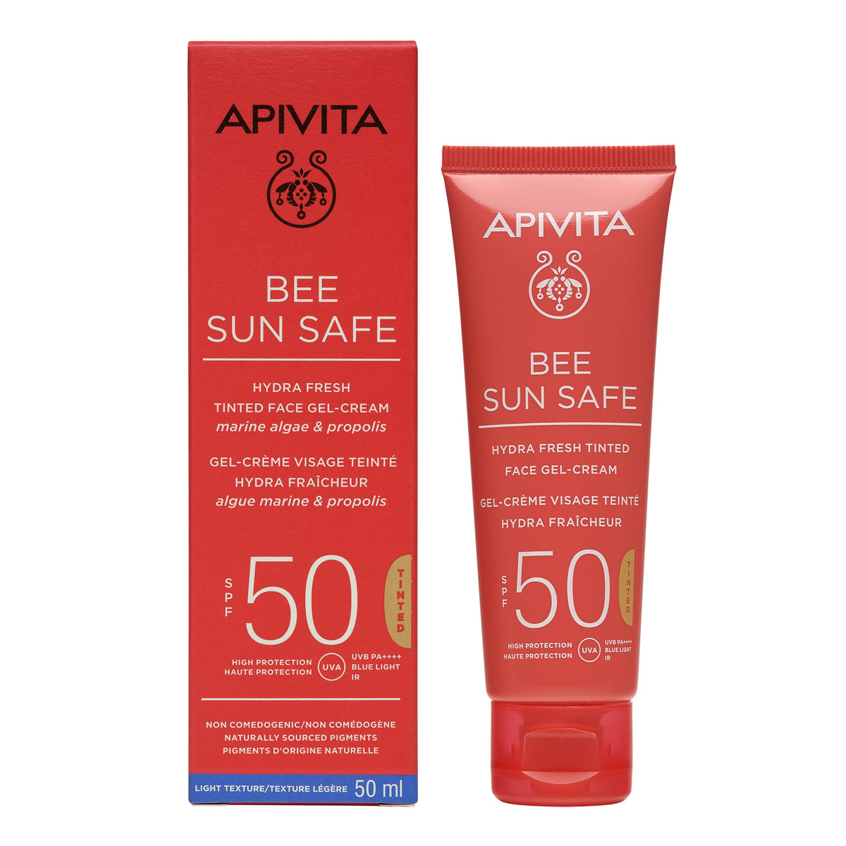 APIVITA Bee Sun Safe Hydra Fresh Tinted Face Cream SPF50 Ενυδατική Αντιηλιακή Gel Κρέμα Προσώπου Με Χρώμα Ελαφριάς Υφής 50ml